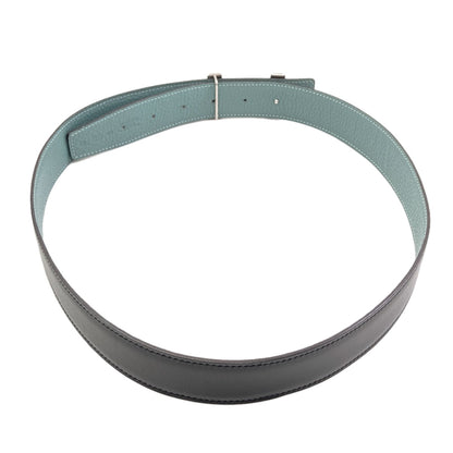 HERMES H-belt, reversible, SilverHardware belt Box calf Togomens [Used]