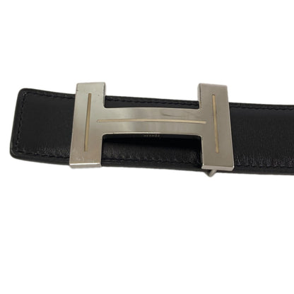 HERMES H-belt, reversible, SilverHardware belt Box calf Togomens [Used]