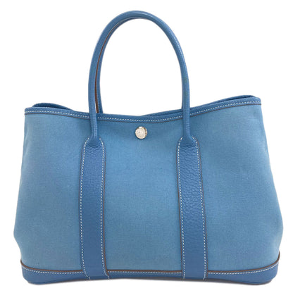 HERMES Garden Party TPM Blue Jean SilverHardware Handbag Towar Officche Ladies [Used]