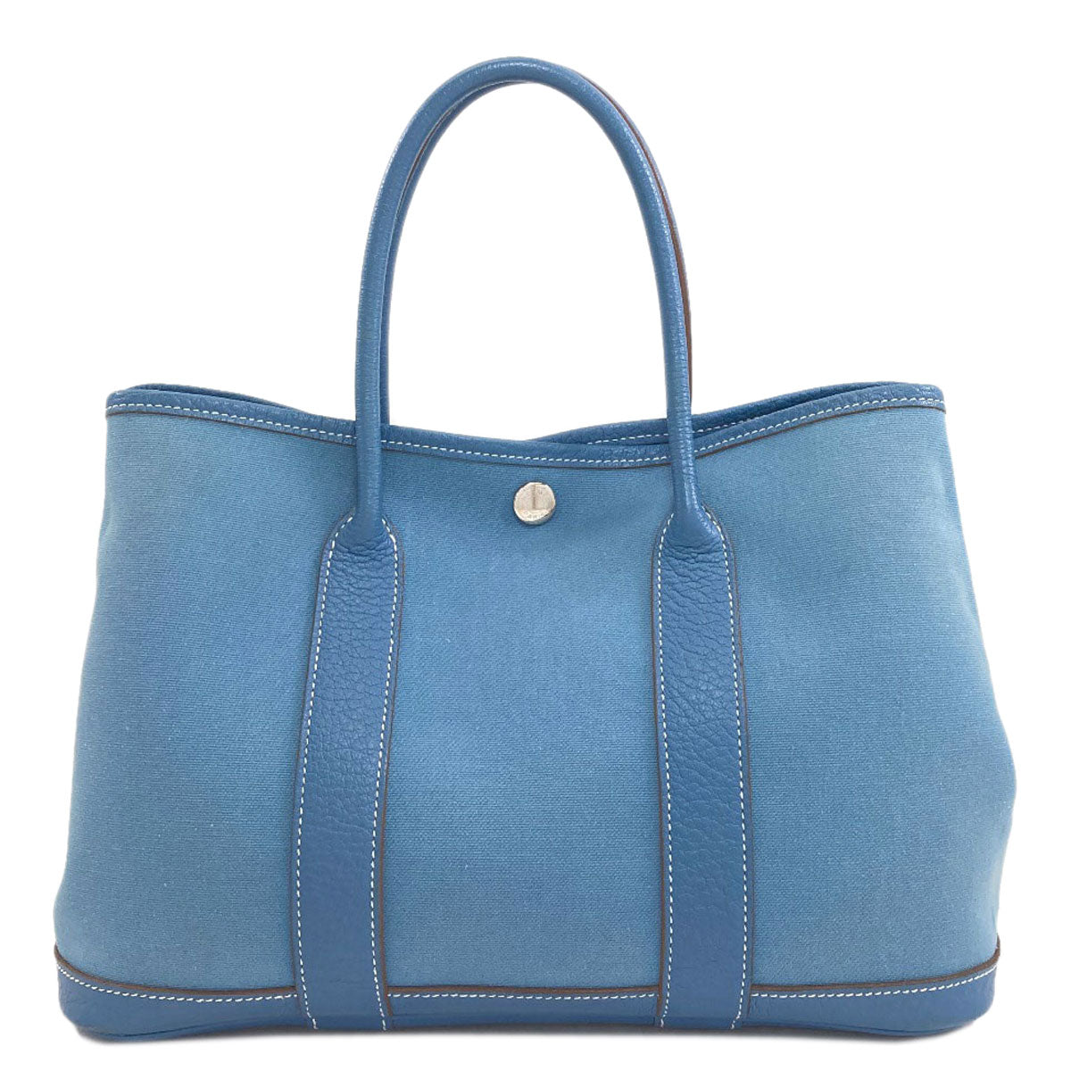 HERMES Garden Party TPM Blue Jean SilverHardware Handbag Towar Officche Ladies [Used]