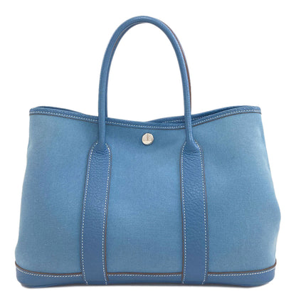 HERMES Garden Party TPM Blue Jean SilverHardware Handbag Towar Officche Ladies [Used]