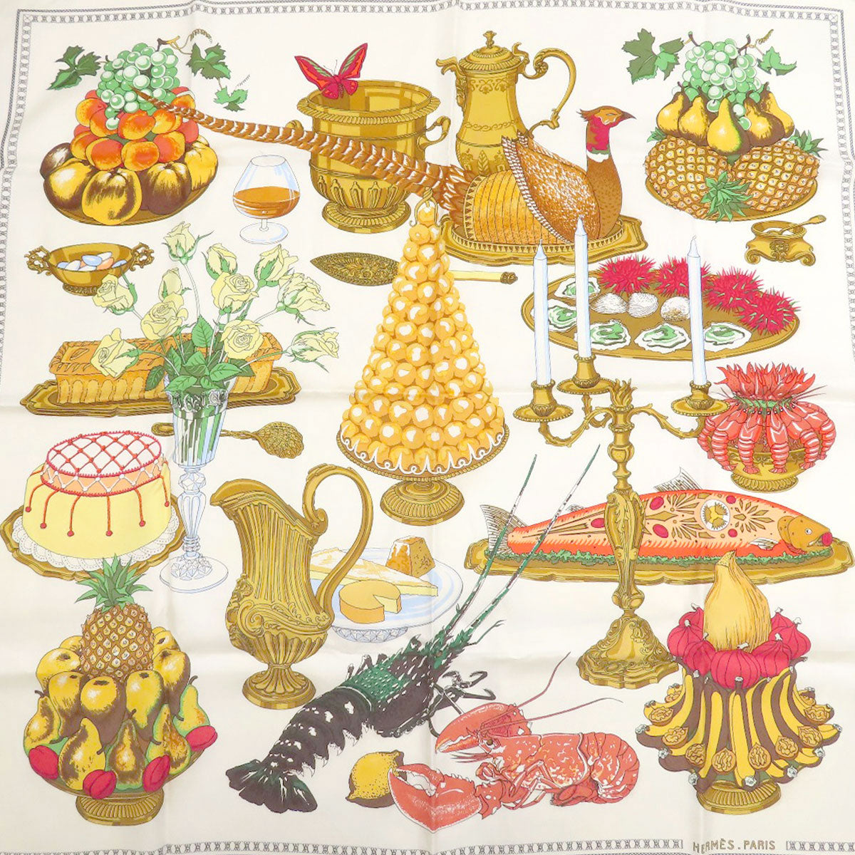 HERMES Carre90 Dinner Scarf Silk Ladies [Used]