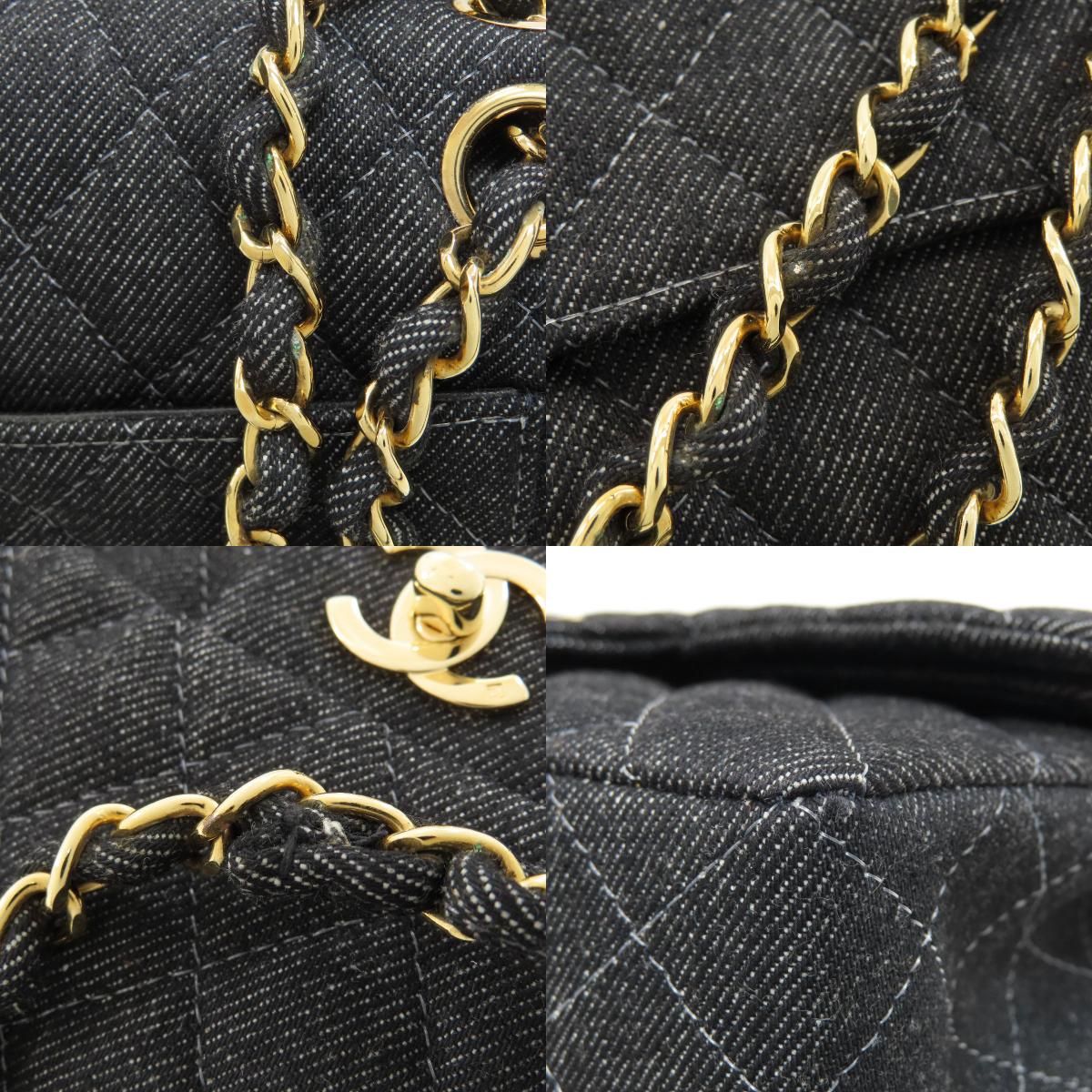 CHANEL Matelasse Double Flap Gold Hardware Shoulder Bag Denim Ladies [Used]