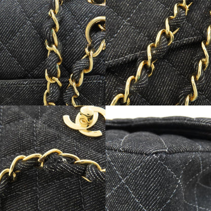 CHANEL Matelasse Double Flap Gold Hardware Shoulder Bag Denim Ladies [Used]