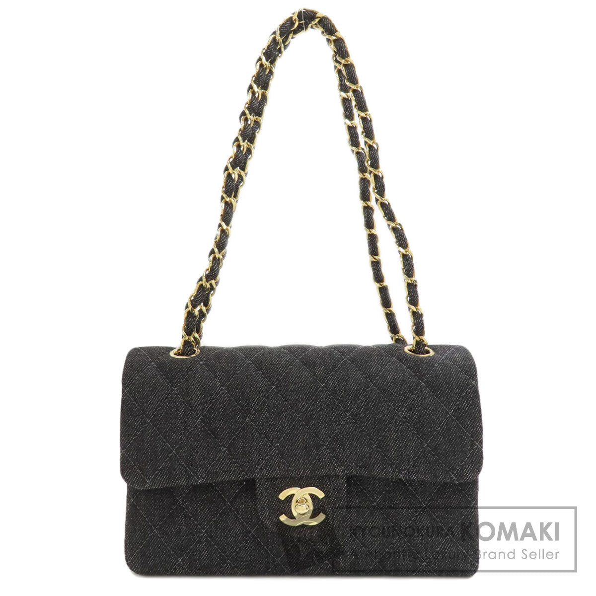 CHANEL Matelasse Double Flap Gold Hardware Shoulder Bag Denim Ladies [Used]