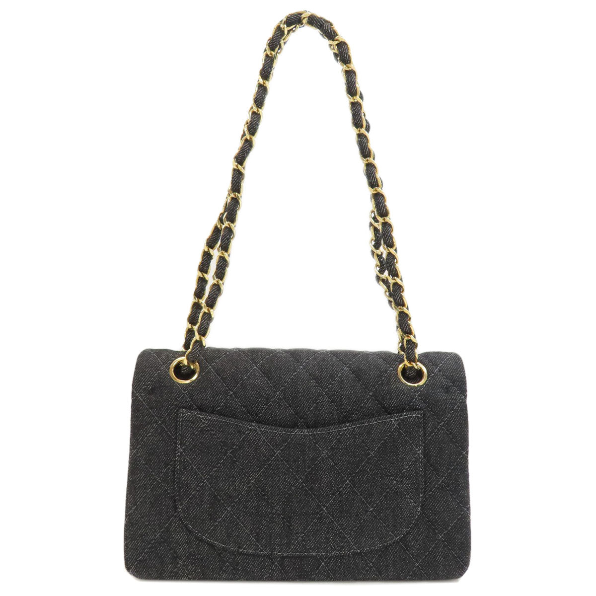 CHANEL Matelasse Double Flap Gold Hardware Shoulder Bag Denim Ladies [Used]
