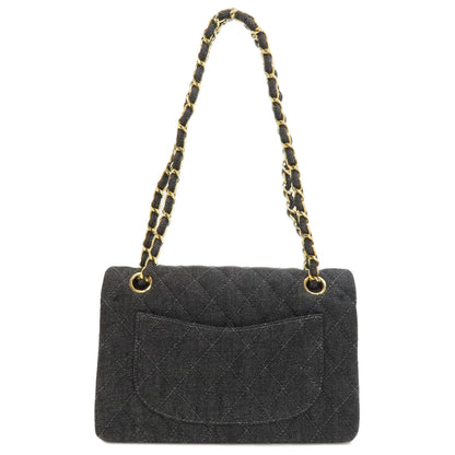 CHANEL Matelasse Double Flap Gold Hardware Shoulder Bag Denim Ladies [Used]