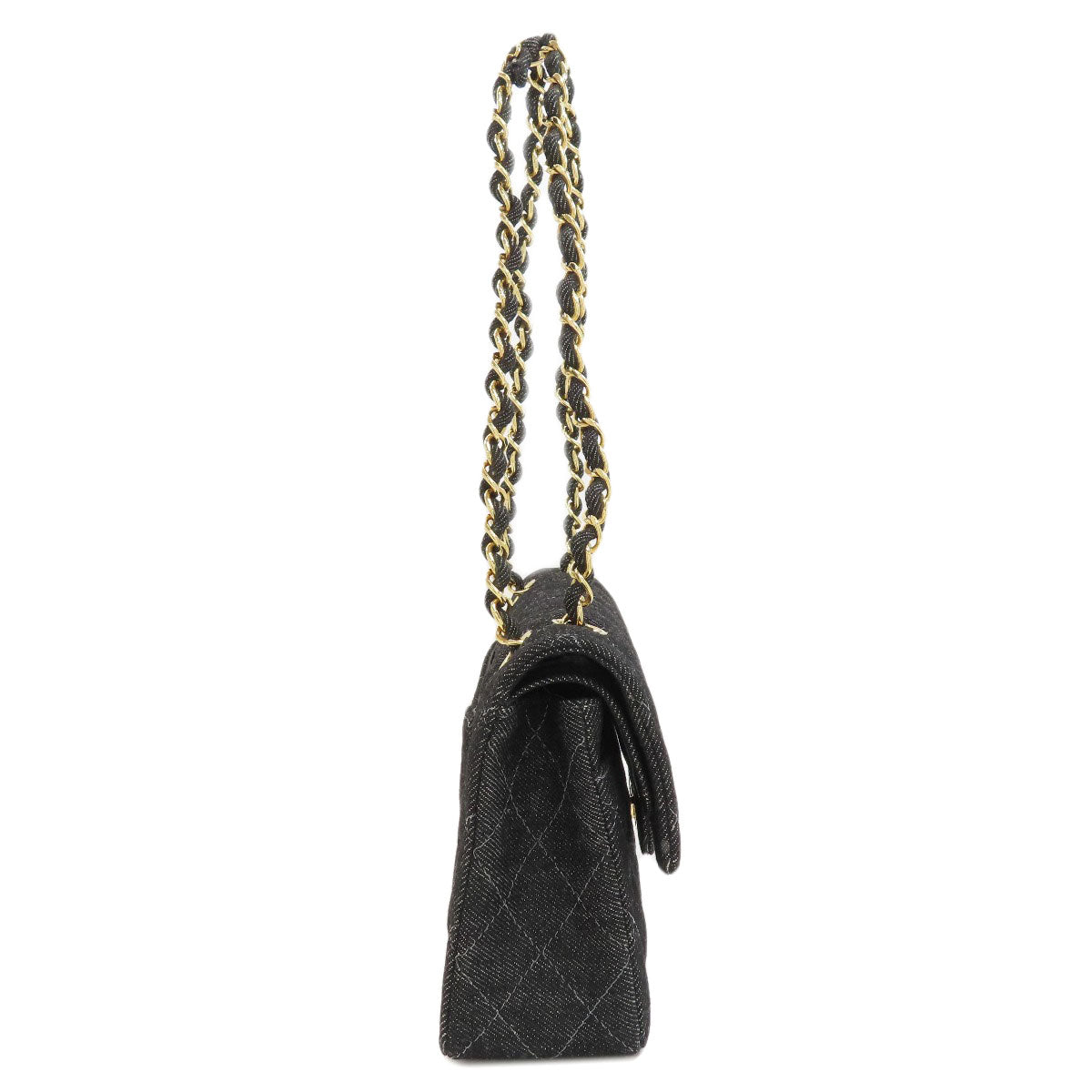 CHANEL Matelasse Double Flap Gold Hardware Shoulder Bag Denim Ladies [Used]