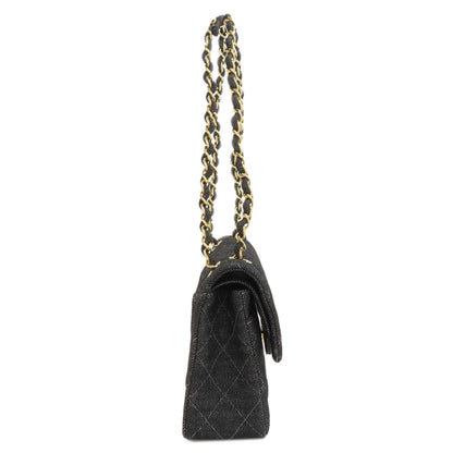 CHANEL Matelasse Double Flap Gold Hardware Shoulder Bag Denim Ladies [Used]