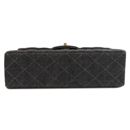 CHANEL Matelasse Double Flap Gold Hardware Shoulder Bag Denim Ladies [Used]
