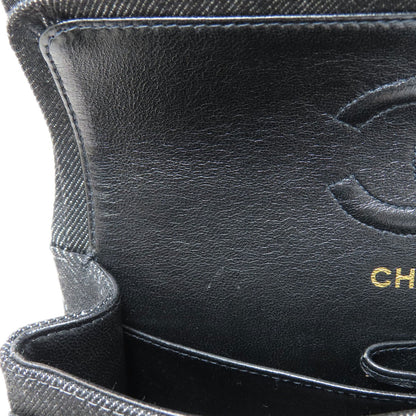 CHANEL Matelasse Double Flap Gold Hardware Shoulder Bag Denim Ladies [Used]