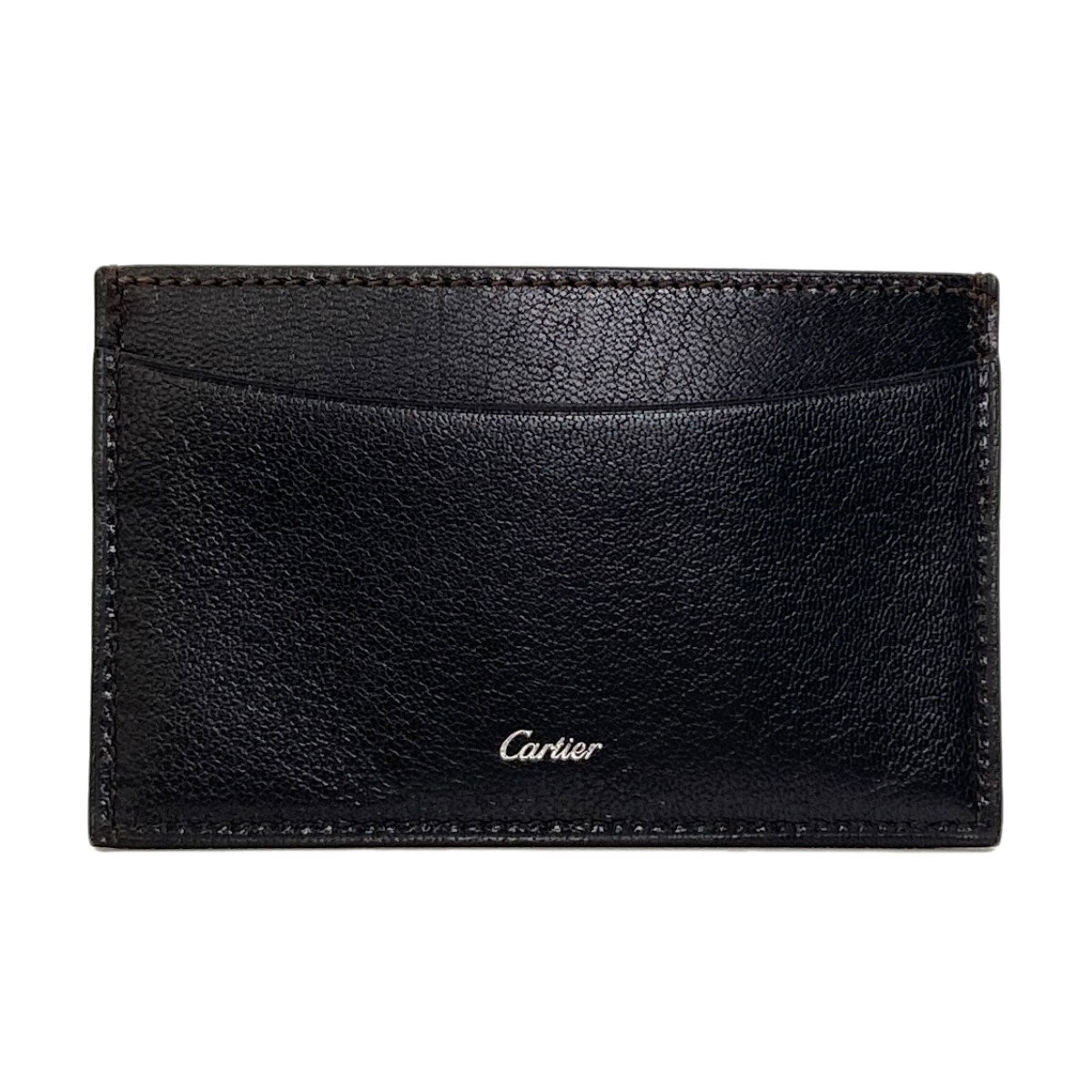 CARTIER logo Card Case Leather Ladies [Used]