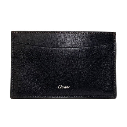 CARTIER logo Card Case Leather Ladies [Used]