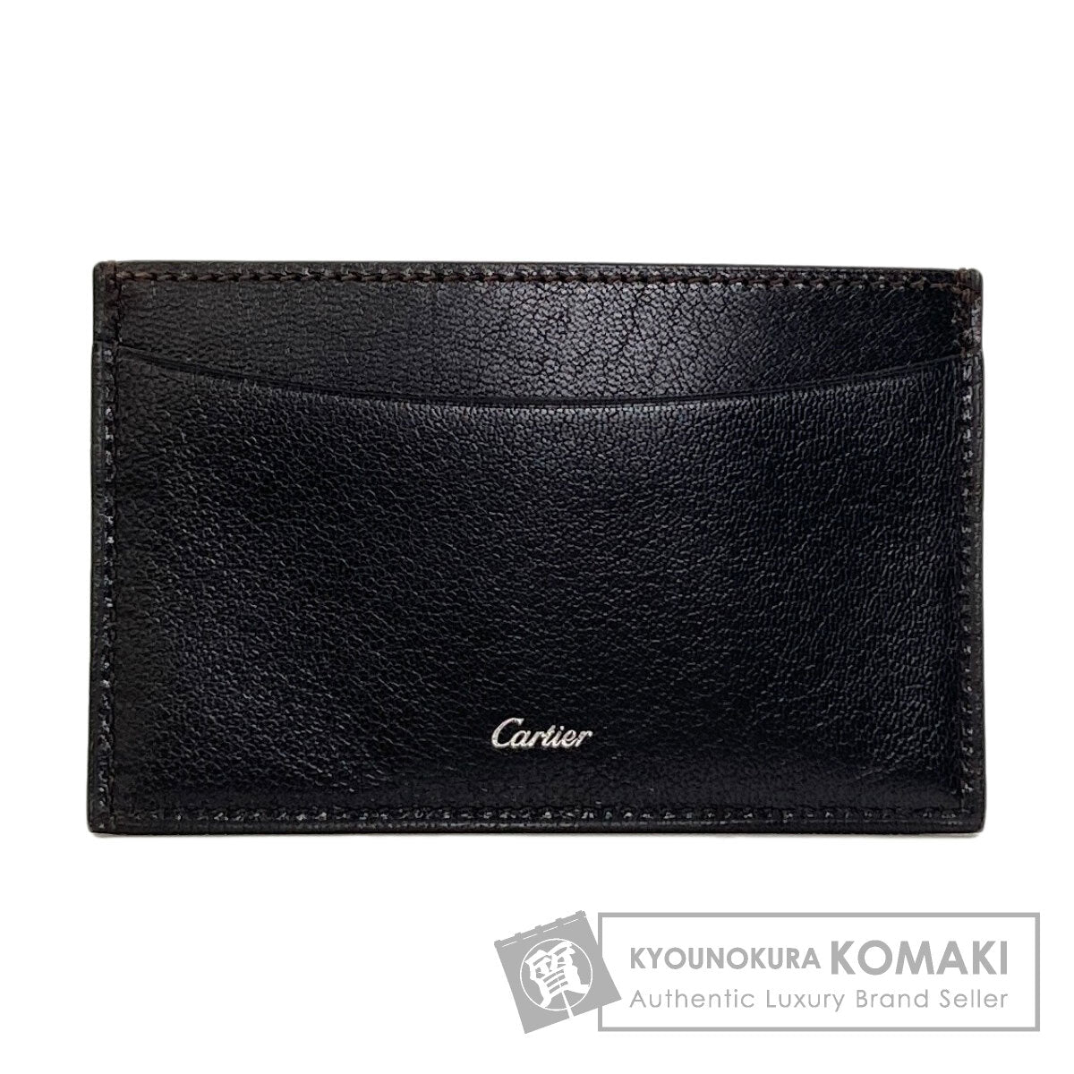 CARTIER logo Card Case Leather Ladies [Used]