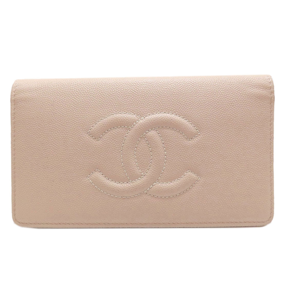 CHANEL COCO Mark GoldHardware Long wallet (with coin pocket) Grained Calfskin Skin Ladies [Used]