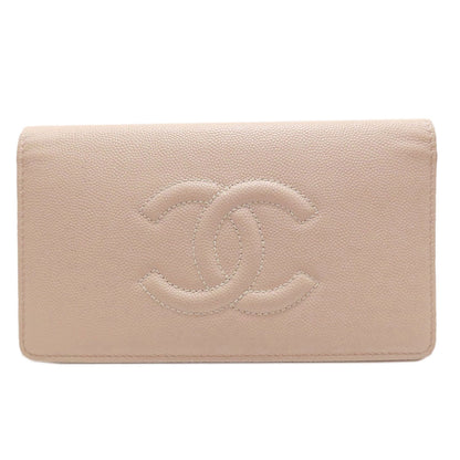 CHANEL COCO Mark GoldHardware Long wallet (with coin pocket) Grained Calfskin Skin Ladies [Used]