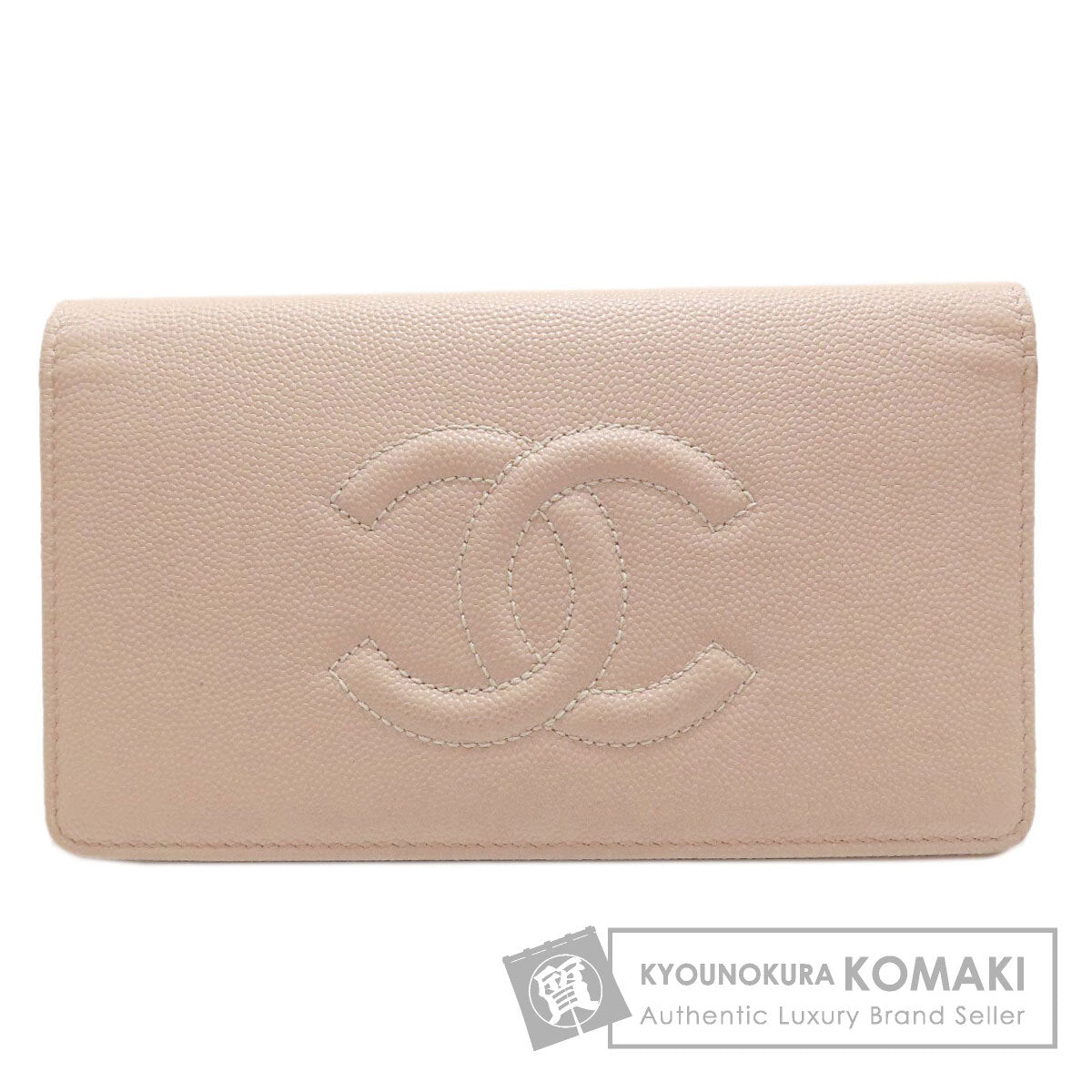 CHANEL COCO Mark GoldHardware Long wallet (with coin pocket) Grained Calfskin Skin Ladies [Used]