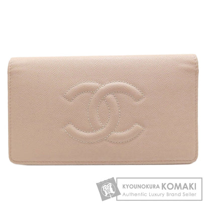 CHANEL COCO Mark GoldHardware Long wallet (with coin pocket) Grained Calfskin Skin Ladies [Used]