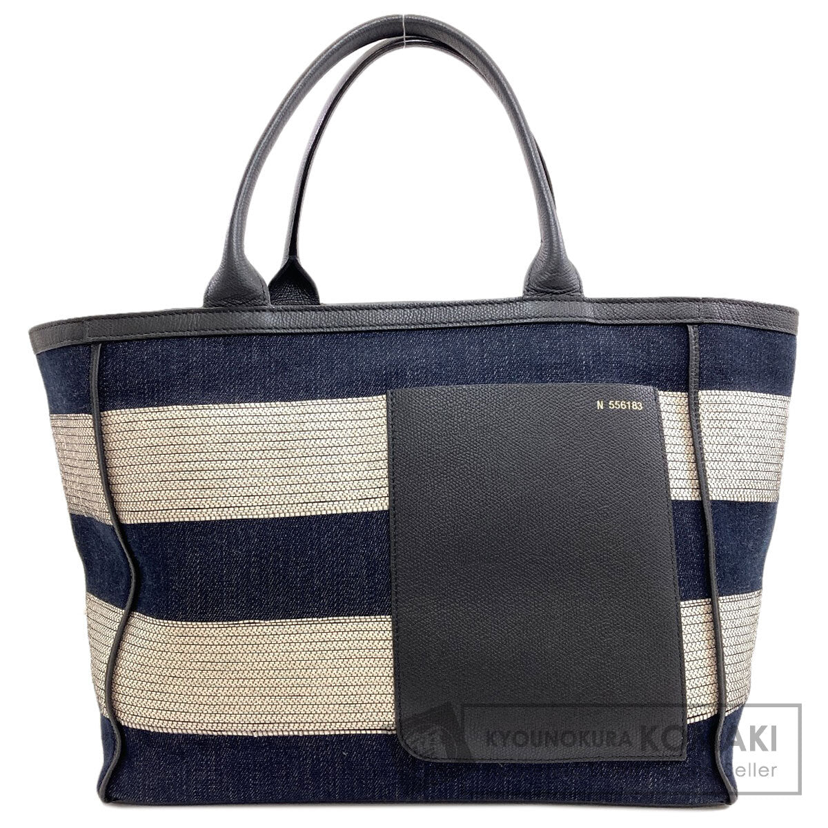 Valextra Border pattern Tote Bag Canvas Ladies [Used]