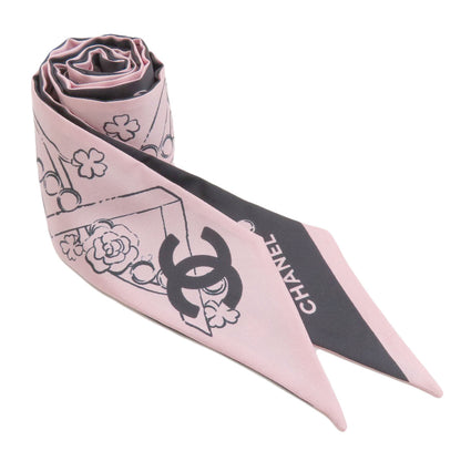 CHANEL COCO Mark Slim Band Scarf Silk Ladies [Used]