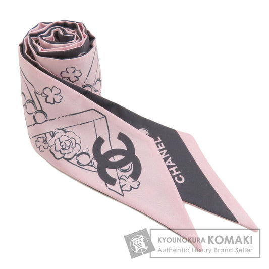 CHANEL COCO Mark Slim Band Scarf Silk Ladies [Used]
