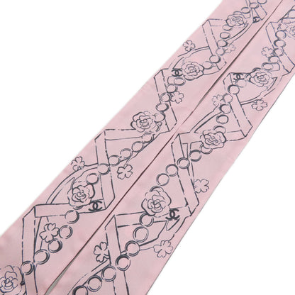 CHANEL COCO Mark Slim Band Scarf Silk Ladies [Used]