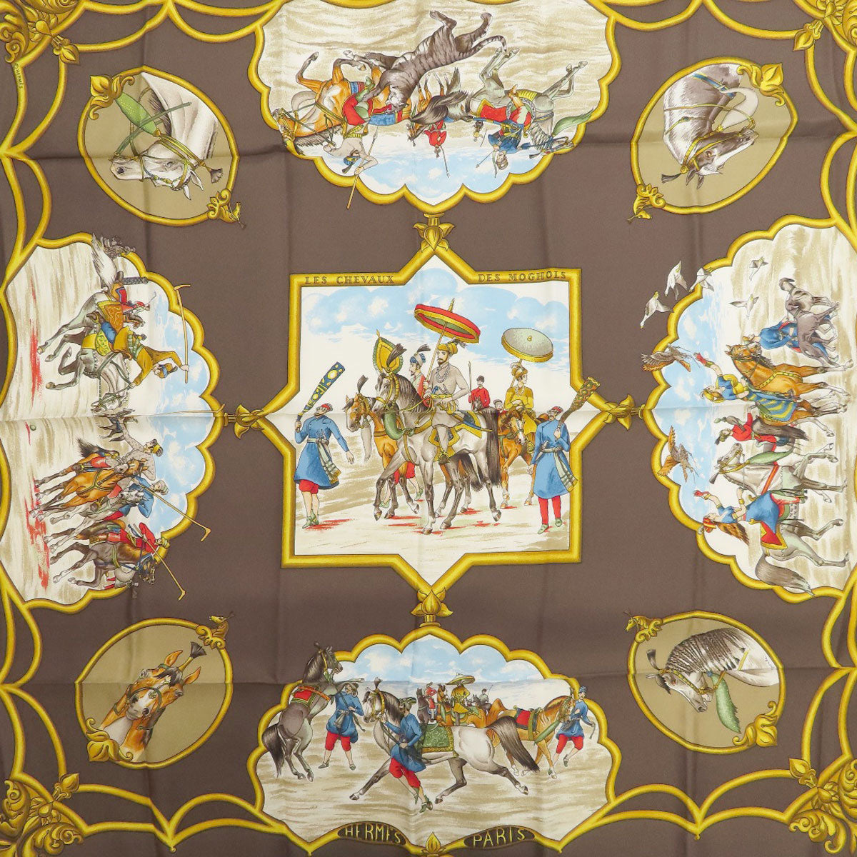 HERMES Carre90 Mughal horse Scarf Silk Ladies [Used]