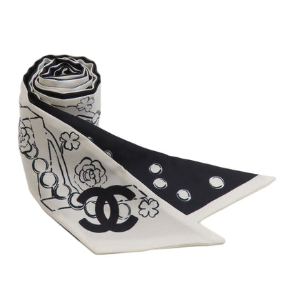 CHANEL COCO Mark Slim Band Scarf Silk Ladies [Used]