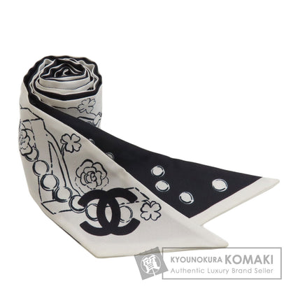 CHANEL COCO Mark Slim Band Scarf Silk Ladies [Used]