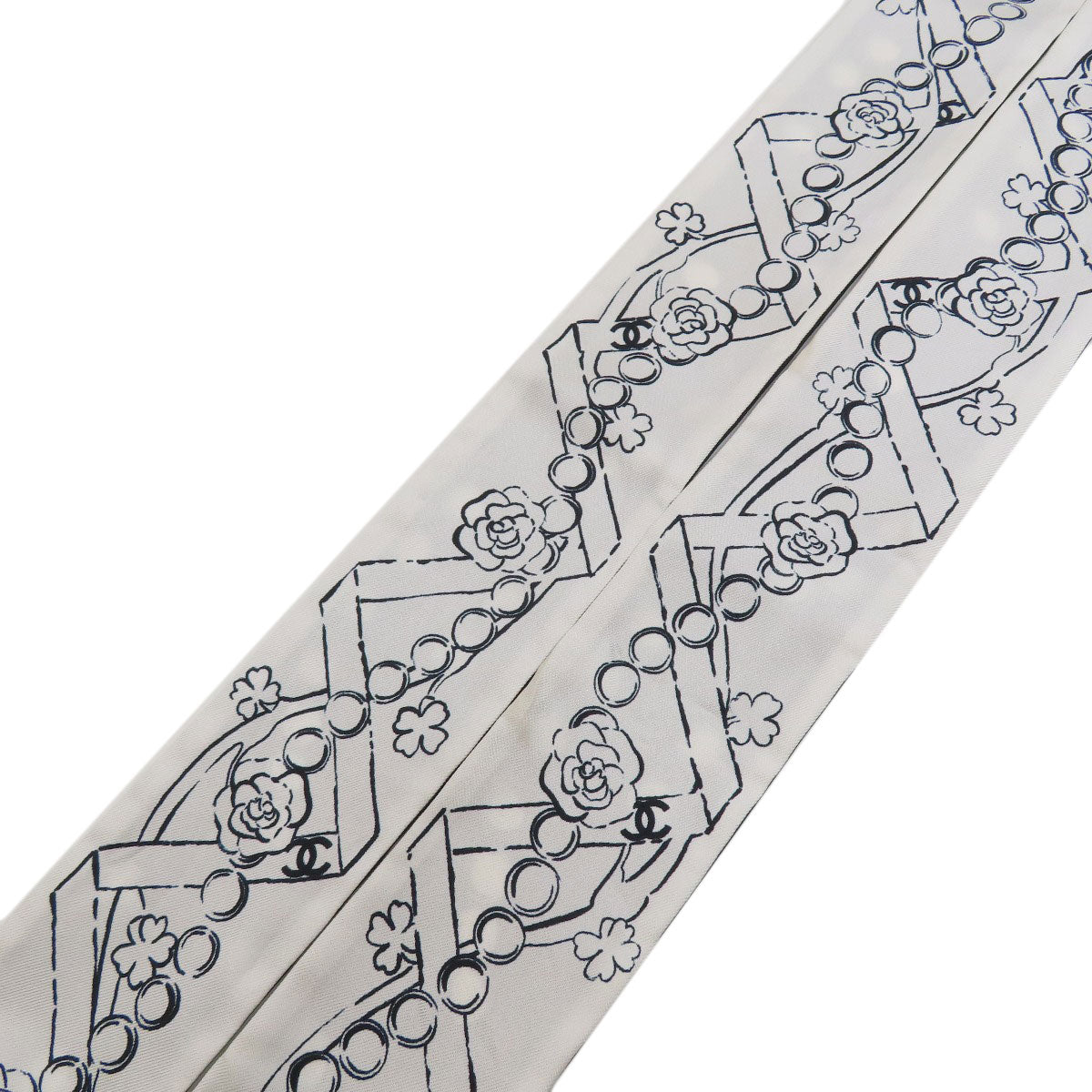 CHANEL COCO Mark Slim Band Scarf Silk Ladies [Used]