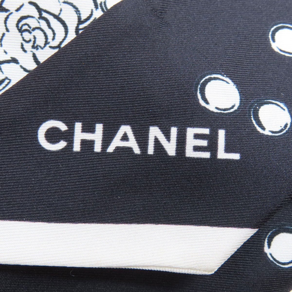 CHANEL COCO Mark Slim Band Scarf Silk Ladies [Used]