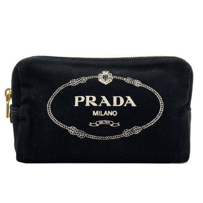 PRADA logo Cosmetics Pouch Canvas Ladies [Used]