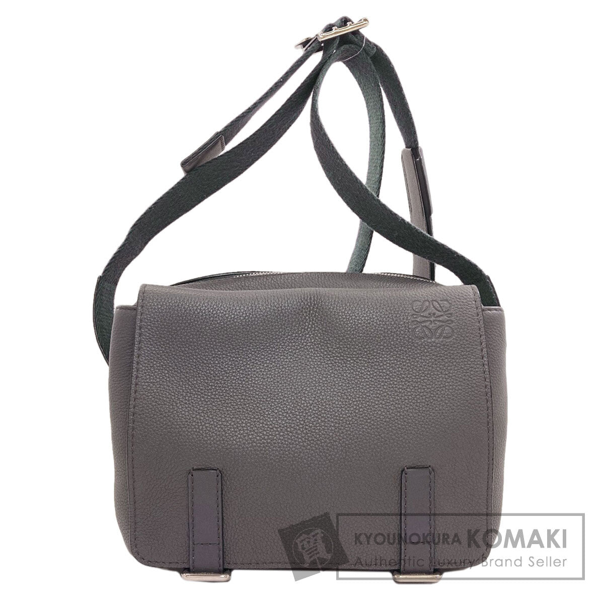LOEWE Military Messenger Bag XS Anagram Shoulder Bag Calf mens [Used]