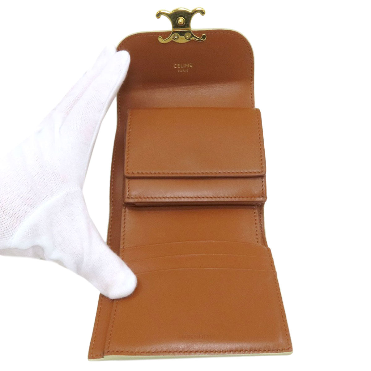 CELINE Small flap wallet Tri-fold wallet (with Coin Pocket) Leather Ladies [Used]