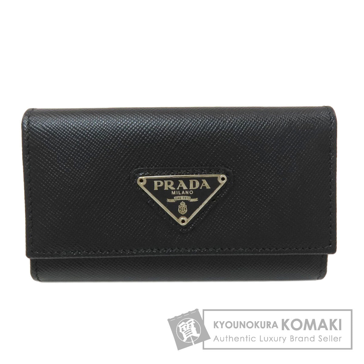 PRADA Triangle logo key holder Safiano Ladies [Used]