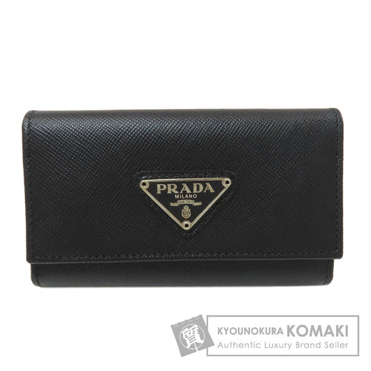 PRADA Triangle logo key holder Safiano Ladies [Used]