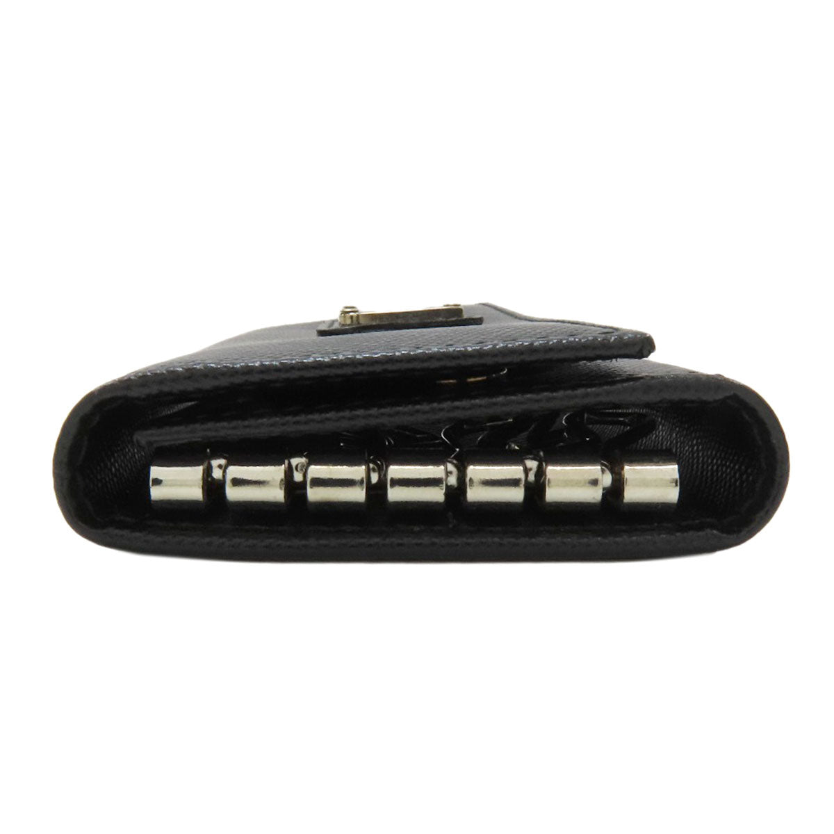 PRADA Triangle logo key holder Safiano Ladies [Used]