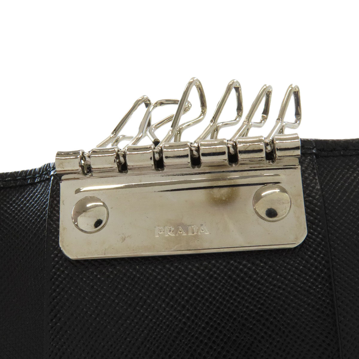 PRADA Triangle logo key holder Safiano Ladies [Used]
