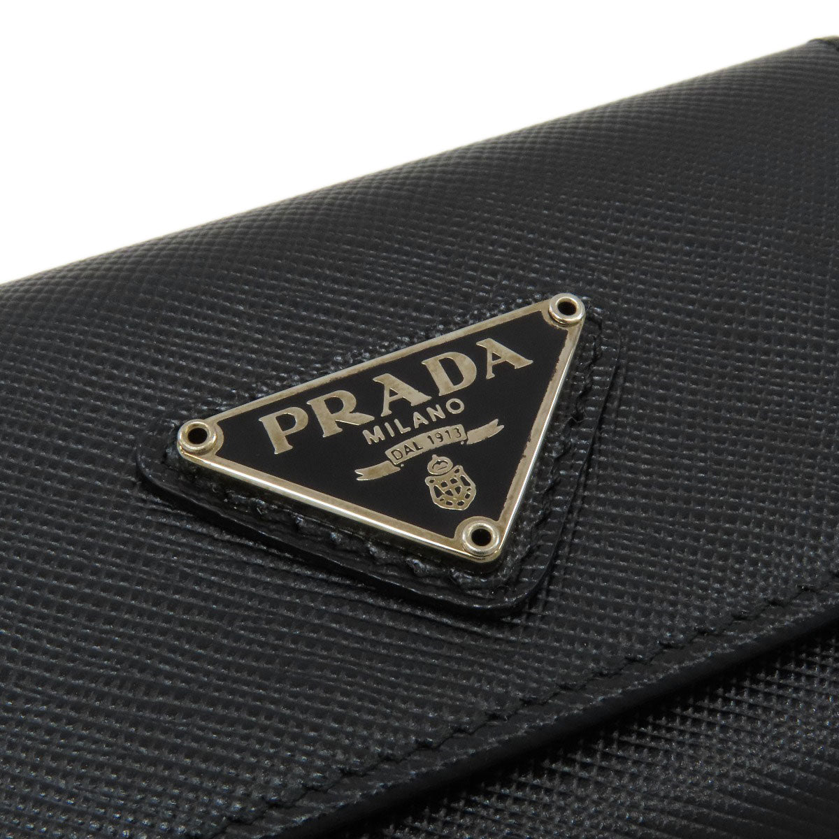 PRADA Triangle logo key holder Safiano Ladies [Used]