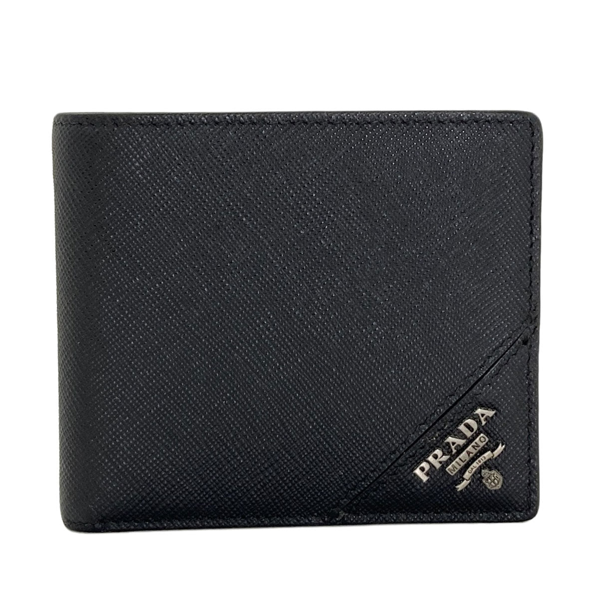 PRADA logo Bifold Wallet with Coin Pocket Safiano Ladies [Used]