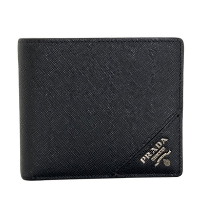 PRADA logo Bifold Wallet with Coin Pocket Safiano Ladies [Used]