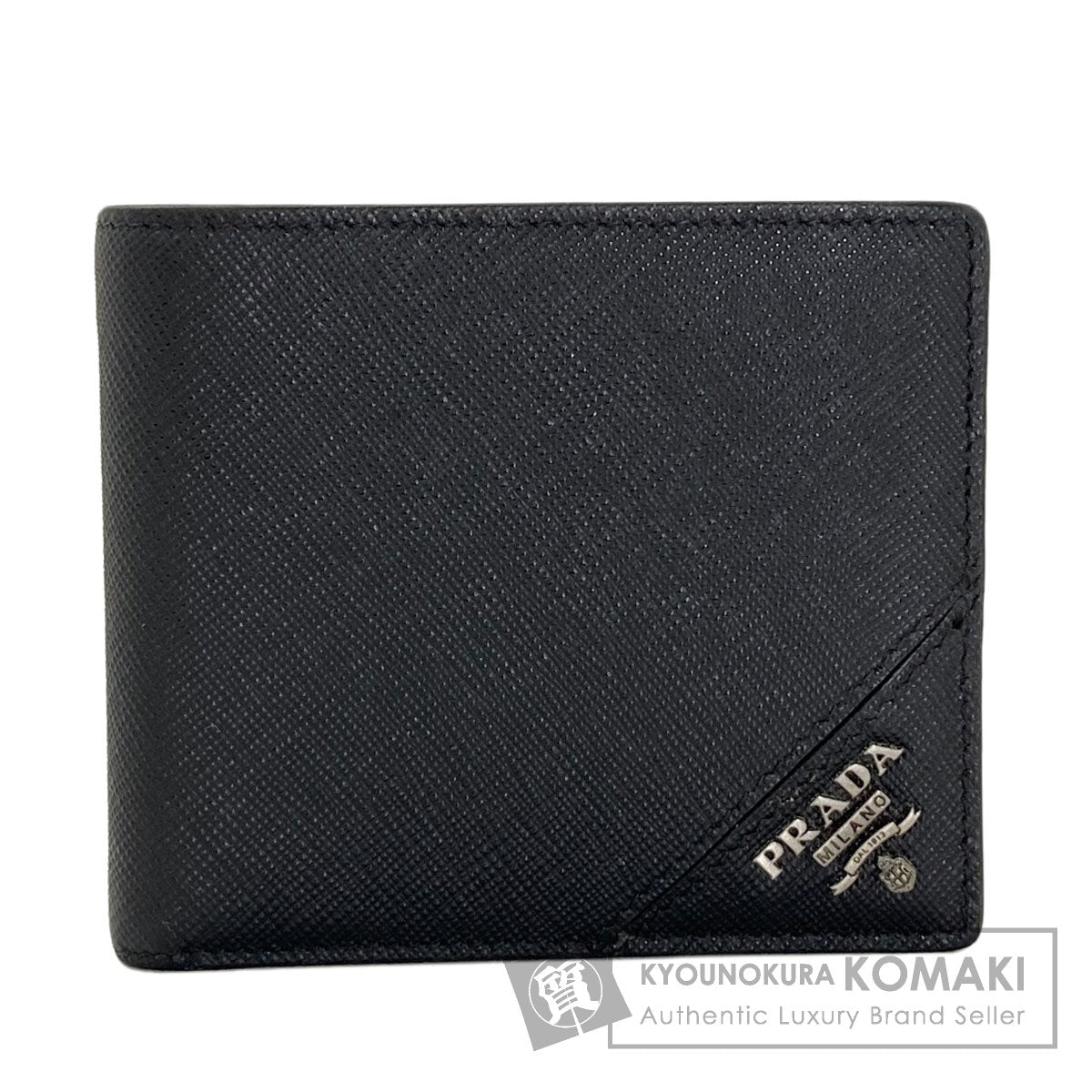 PRADA logo Bifold Wallet with Coin Pocket Safiano Ladies [Used]