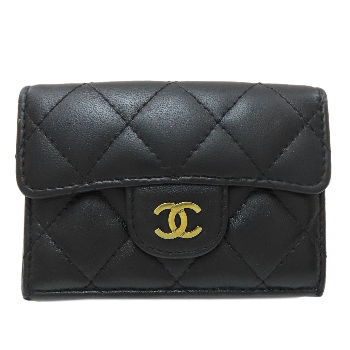 CHANEL Matelasse Compact Wallet Gold Hardware Tri-fold wallet (with Coin Pocket) Lambskin Ladies [Used]