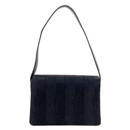 YVES SAINT LAURENT Logo Stripe Shoulder Bag Nylon canvas LeatherLadies [Used]