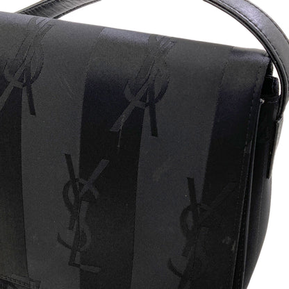 YVES SAINT LAURENT Logo Stripe Shoulder Bag Nylon canvas LeatherLadies [Used]