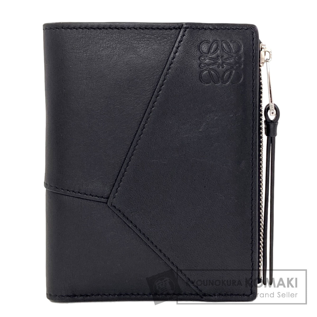 LOEWE Puzzle Slim Compact Bifold Wallet with Coin Pocket Leather Ladies [Used]