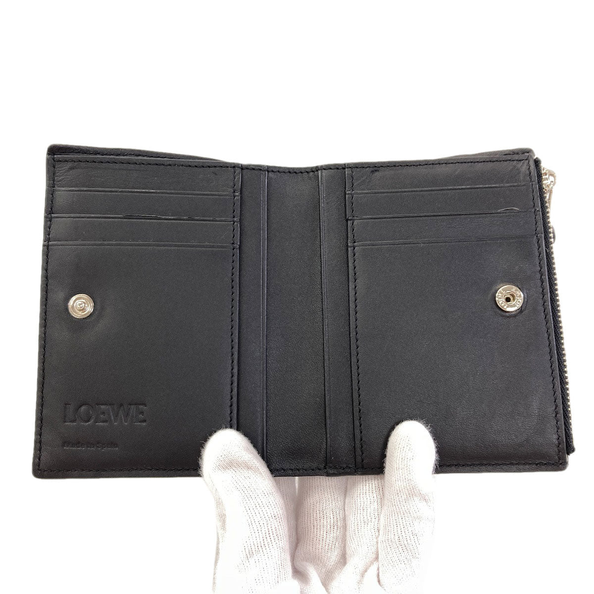 LOEWE Puzzle Slim Compact Bifold Wallet with Coin Pocket Leather Ladies [Used]