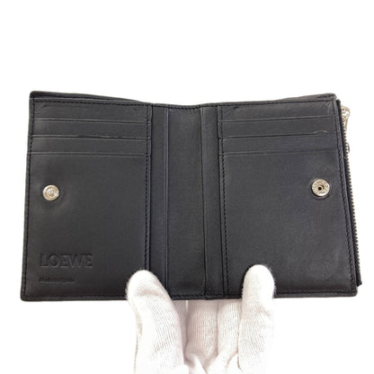 LOEWE Puzzle Slim Compact Bifold Wallet with Coin Pocket Leather Ladies [Used]
