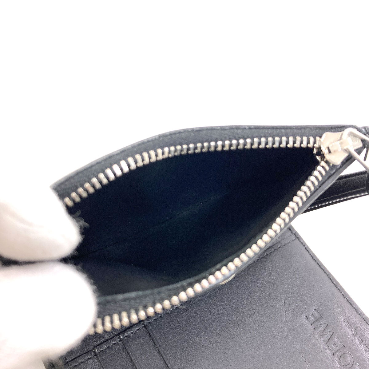 LOEWE Puzzle Slim Compact Bifold Wallet with Coin Pocket Leather Ladies [Used]
