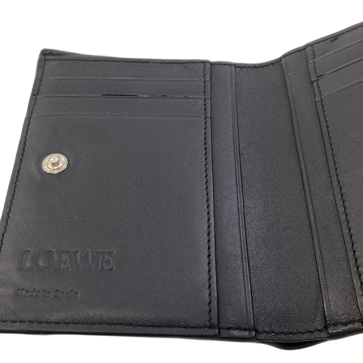 LOEWE Puzzle Slim Compact Bifold Wallet with Coin Pocket Leather Ladies [Used]